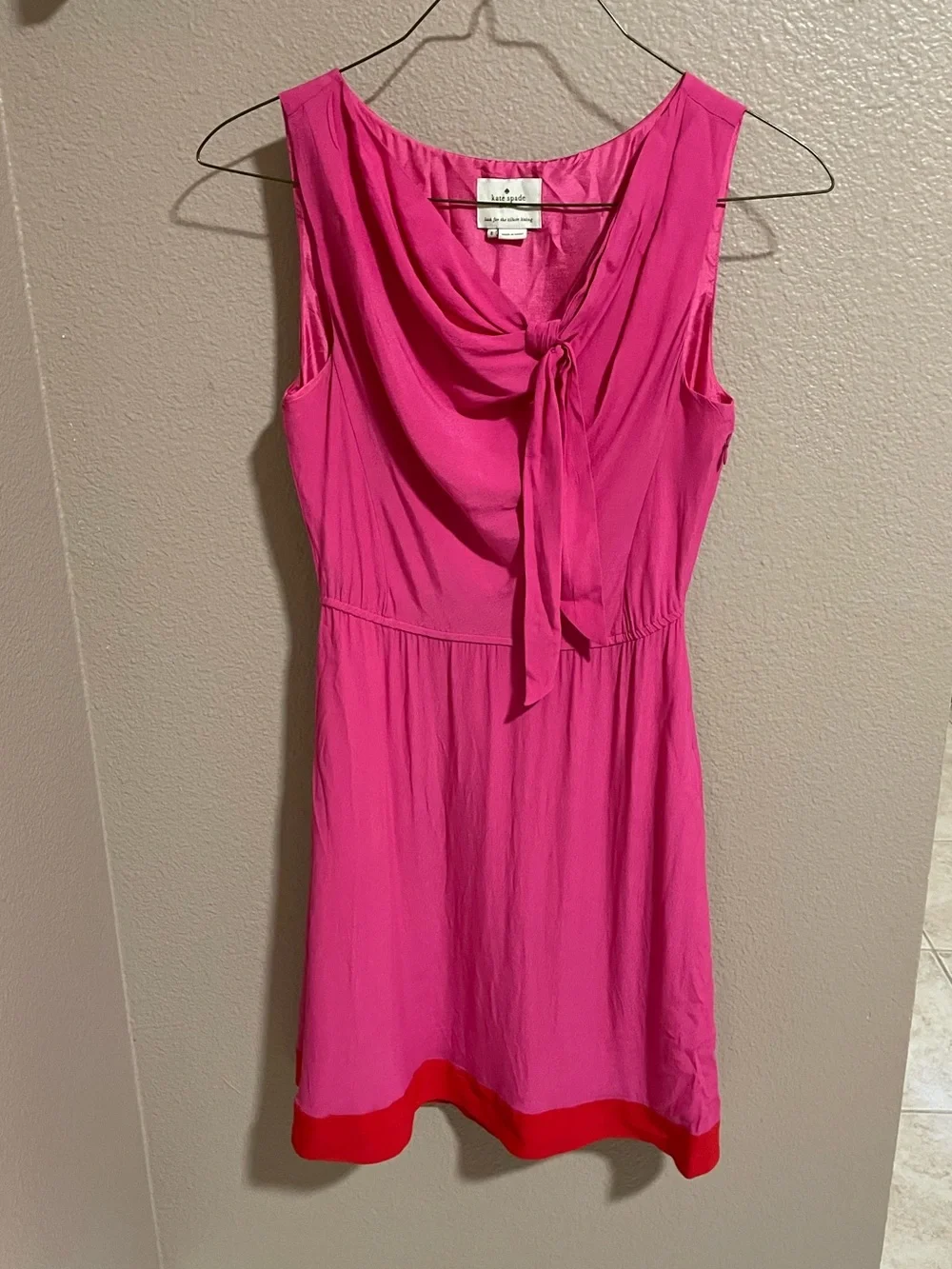 Kate Spade Pink Sleeveless Tie-Neck Dress
